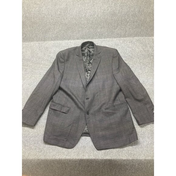 Calvin Klein Wool Blazer Men’s Size 48L Gray Plaid Single Breasted - Picture 1 of 11